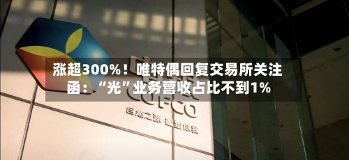 涨超300%！唯特偶回复交易所关注函：“光	”业务营收占比不到1%-第2张图片