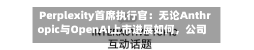 Perplexity首席执行官：无论Anthropic与OpenAI上市进展如何	，公司均计划2028年IPO-第3张图片
