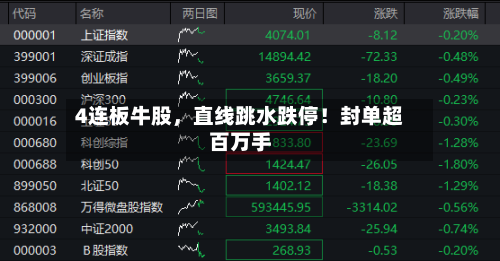 4连板牛股	，直线跳水跌停！封单超百万手-第3张图片