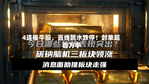 4连板牛股，直线跳水跌停！封单超百万手