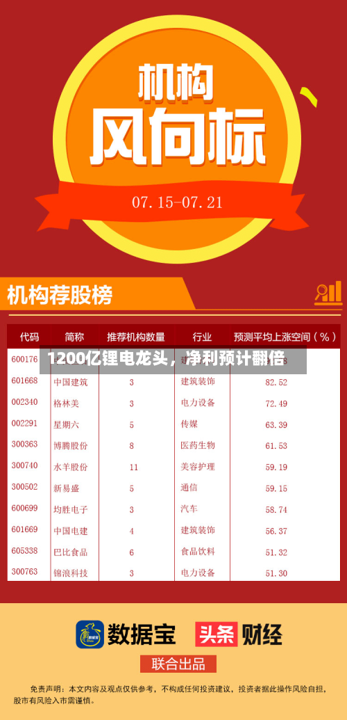 1200亿锂电龙头，净利预计翻倍-第2张图片