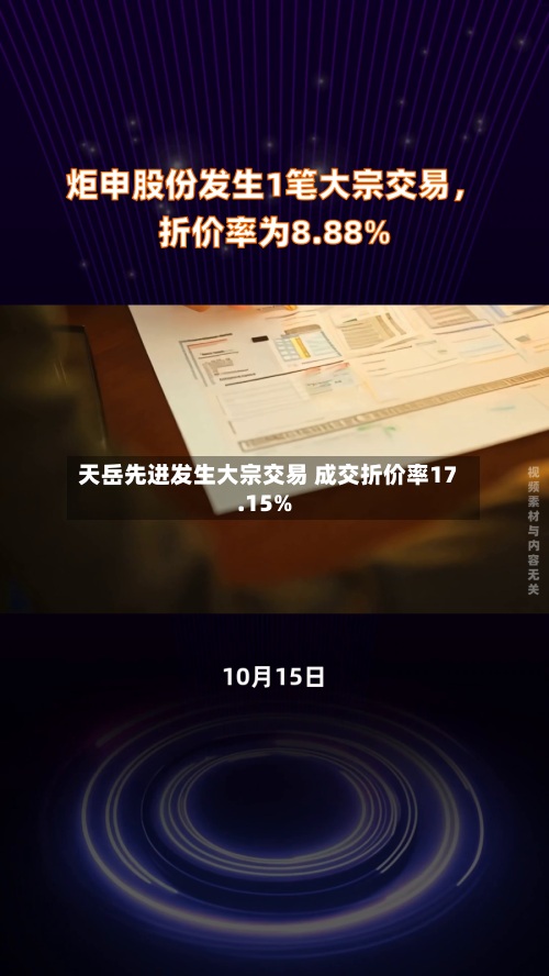 天岳先进发生大宗交易 成交折价率17.15%