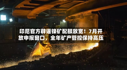 印尼官方辟谣镍矿配额放宽！7月开放申报窗口	，全年矿产管控保持高压-第2张图片