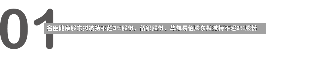 名臣健康股东拟减持不超3%股份，侨银股份	、华凯易佰股东拟减持不超2%股份-第2张图片