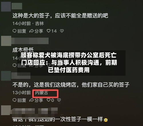 顾客称爱犬被海底捞带办公室后死亡 门店回应：与当事人积极沟通，前期已垫付医药费用-第2张图片