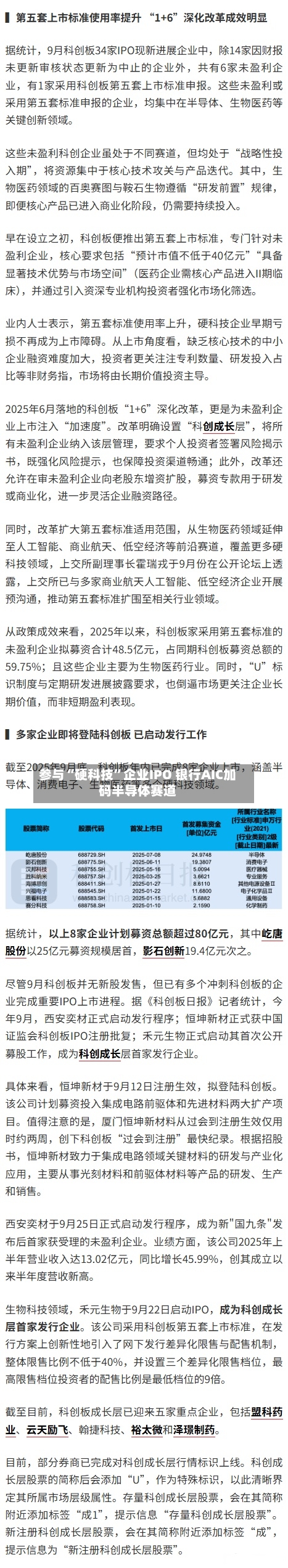 参与“硬科技”企业IPO 银行AIC加码半导体赛道-第3张图片