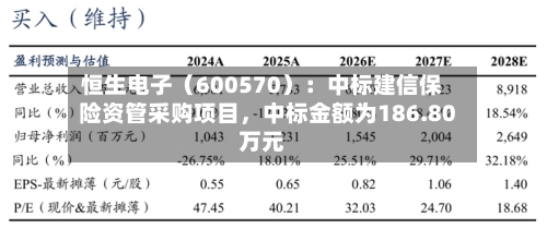 恒生电子（600570）：中标建信保险资管采购项目，中标金额为186.80万元-第2张图片