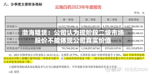 渤海租赁：公司认为现阶段二级市场股价不能体现公司真实价值