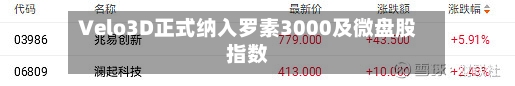 Velo3D正式纳入罗素3000及微盘股指数-第3张图片