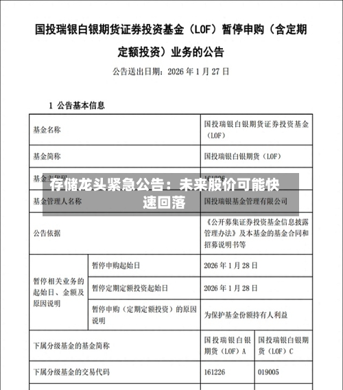 存储龙头紧急公告：未来股价可能快速回落-第2张图片