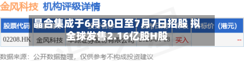 晶合集成于6月30日至7月7日招股 拟全球发售2.16亿股H股-第2张图片