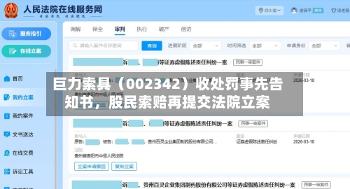 巨力索具（002342）收处罚事先告知书	，股民索赔再提交法院立案-第2张图片