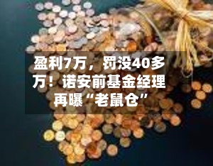 盈利7万,罚没40多万!诺安前基金经理再曝“老鼠仓”