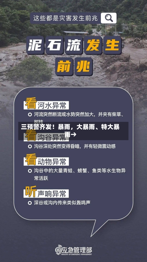 三预警齐发!暴雨,大暴雨、特大暴雨→
