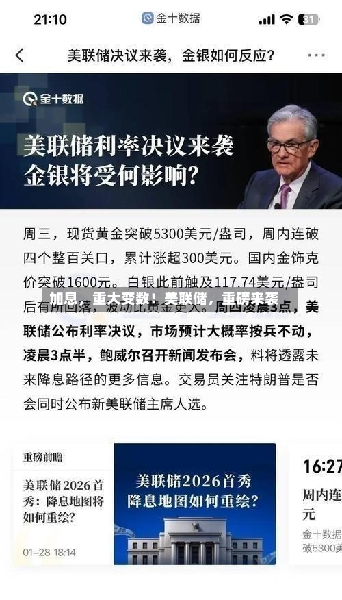 加息,重大变数!美联储,重磅来袭
