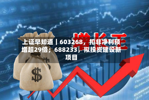 上证早知道｜603268，扣非净利预增超29倍；688233，拟投资建设新项目-第2张图片