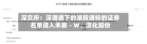 深交所:深港通下的港股通标的证券名单调入禾赛-W、滨化股份