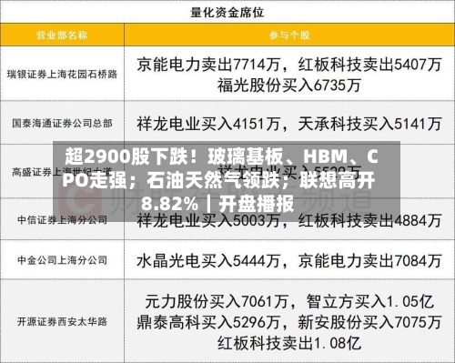 超2900股下跌!玻璃基板、HBM、CPO走强;石油天然气领跌;联想高开8.82%|开盘播报
