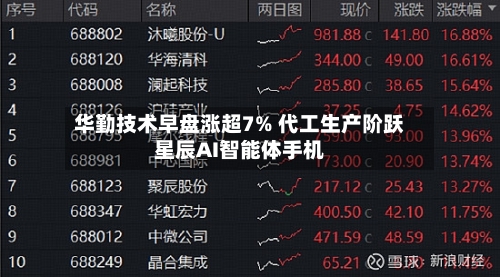华勤技术早盘涨超7% 代工生产阶跃星辰AI智能体手机-第3张图片
